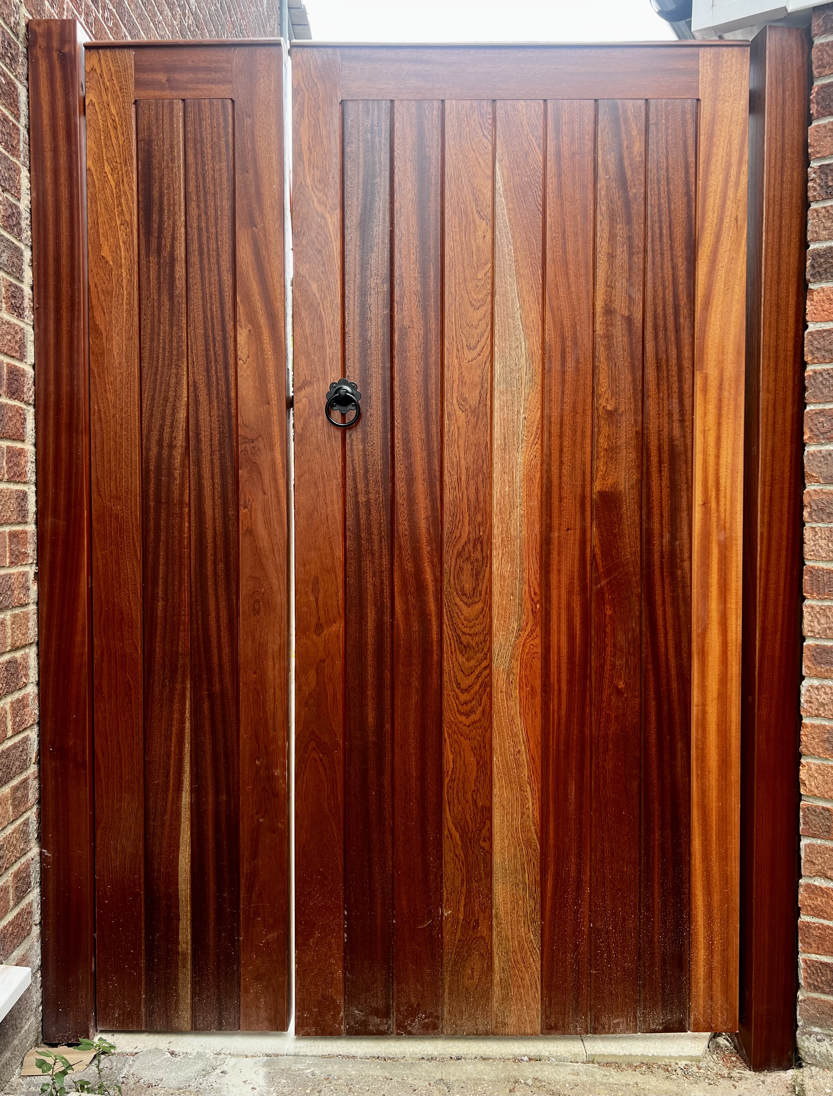 Vertical board double garden gate in hardwood